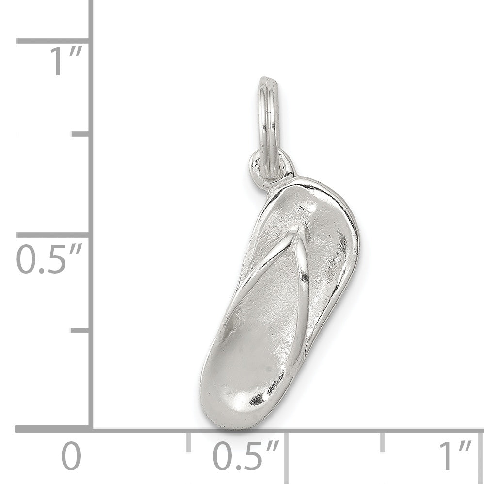 Sophia Jewelers Sterling Silver Rhodium-Plated Flip Flop Charm Polished Elegance