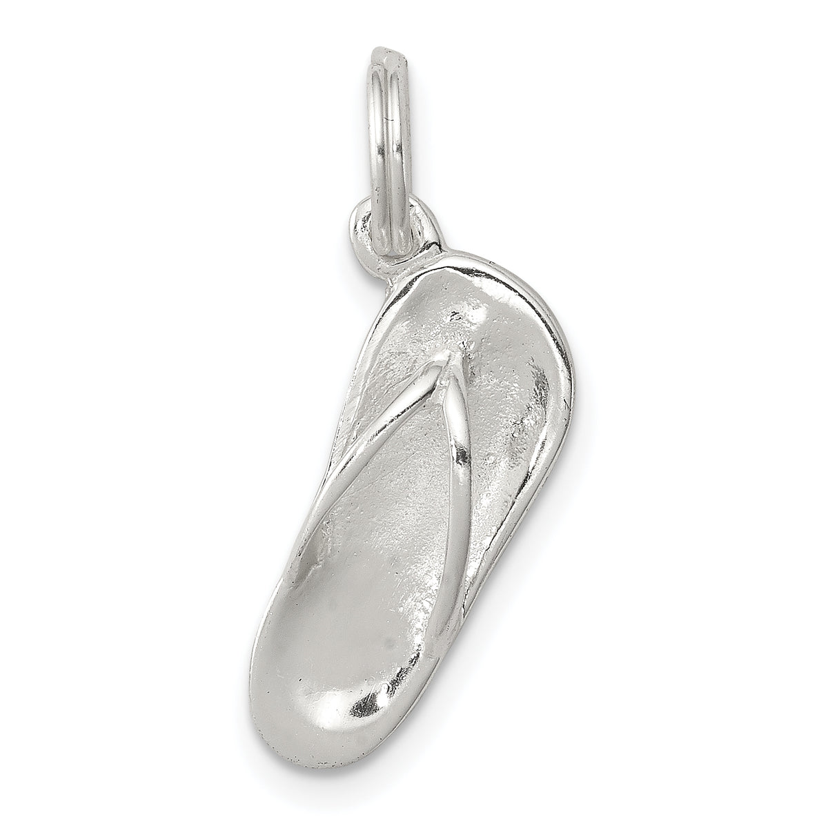 Sterling Silver Rhodium-plated Polished Flip Flop Charm