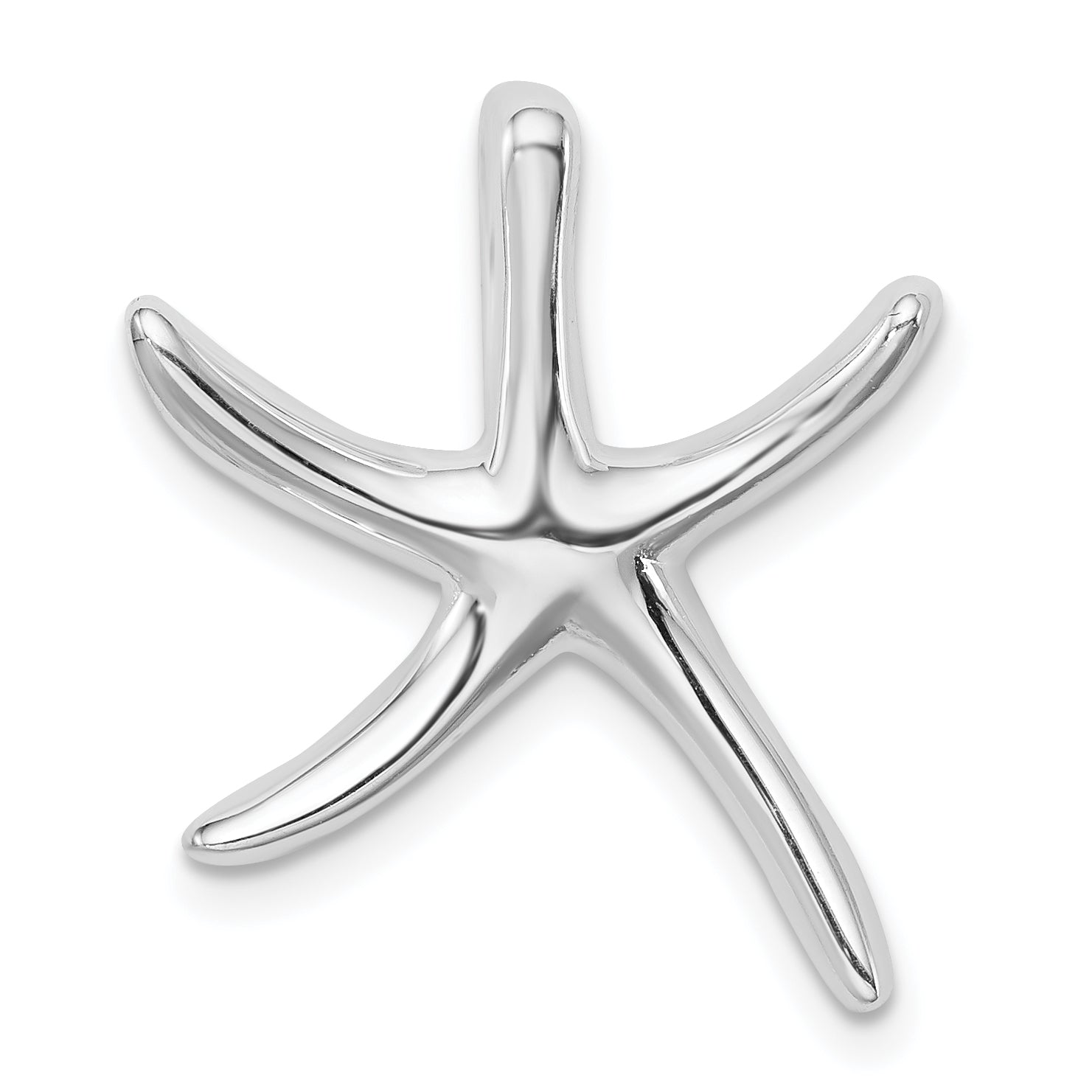 Sterling Silver Rhodium-plated Starfish Slide Pendant