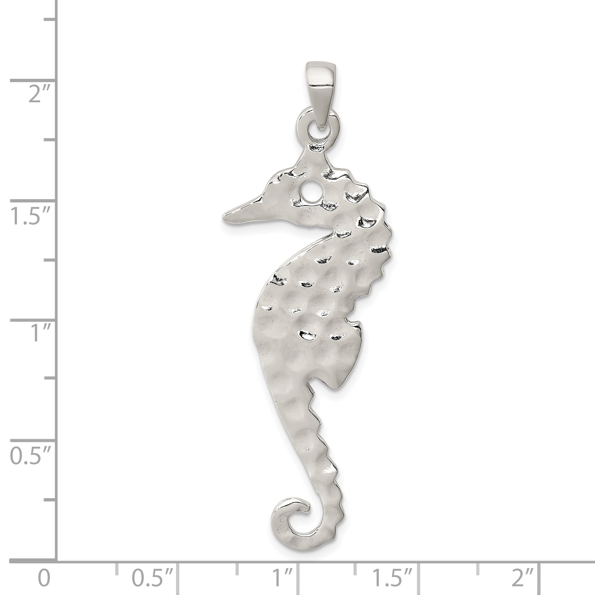 Sterling Silver Hammered Polished Seahorse Pendant