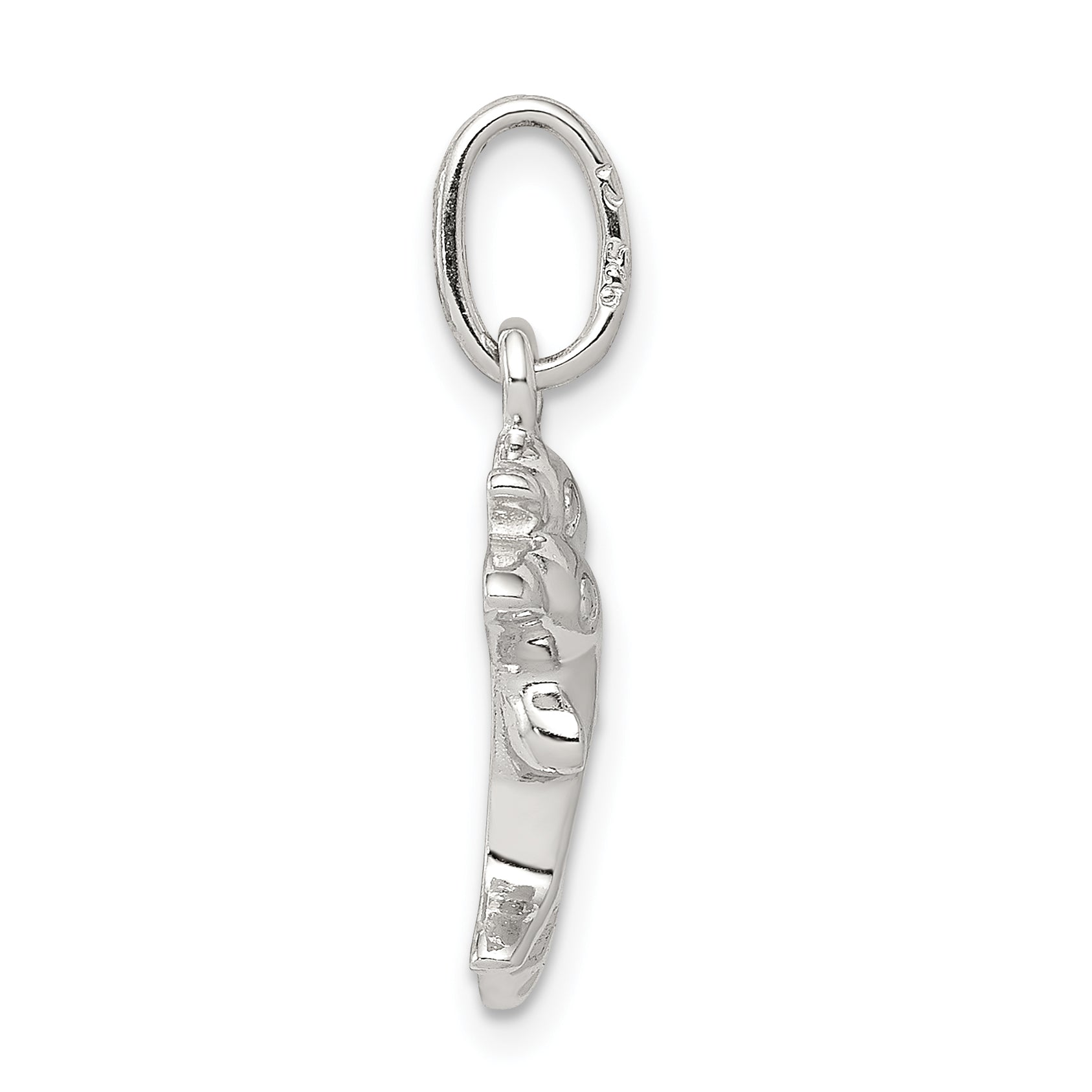 Sterling Silver Polished Dolphin Charm with Rhodium Plating