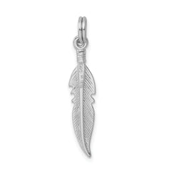 Sterling Silver Rhodium-platedPolished Feather Charm