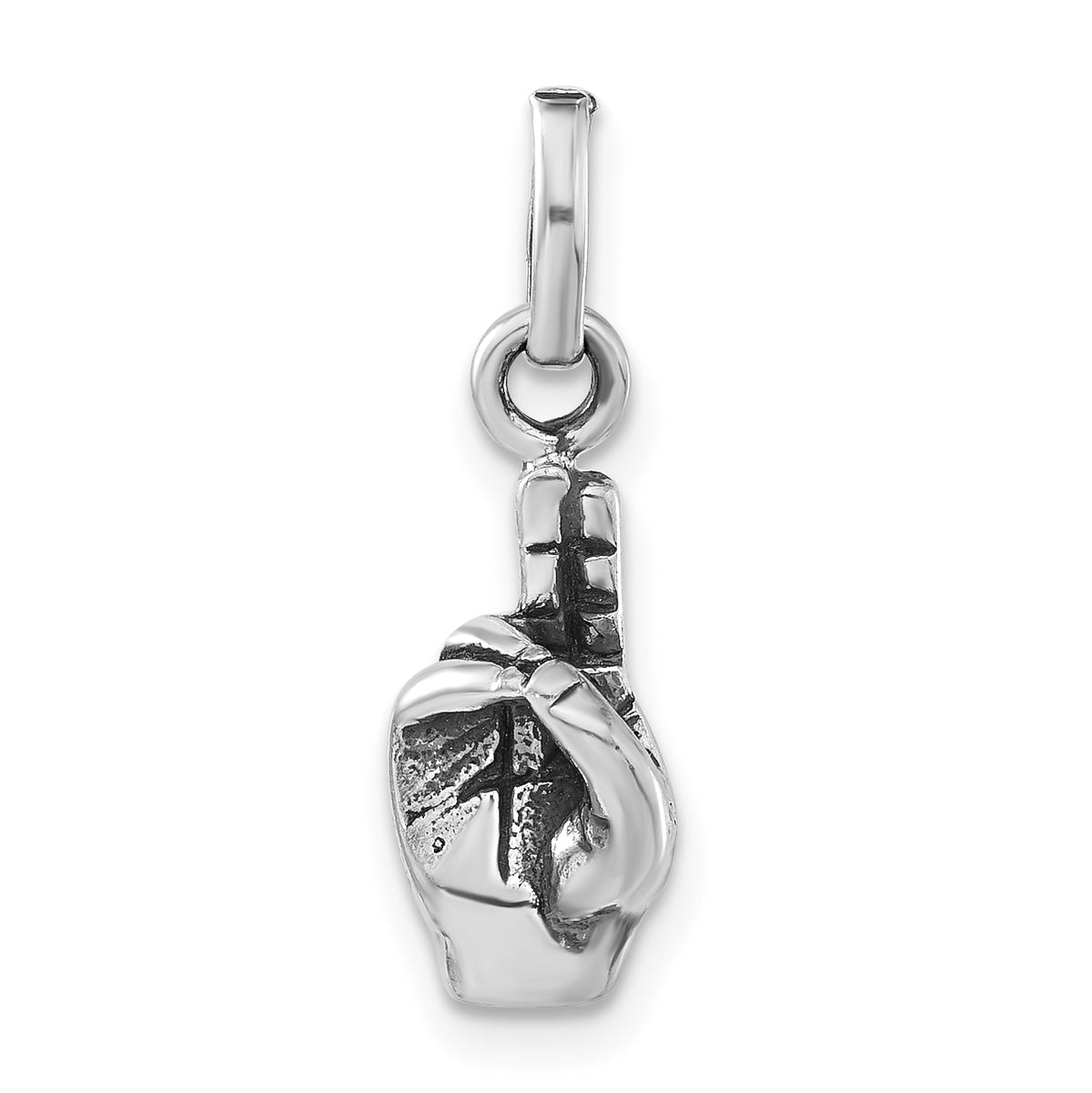 Sterling Silver Polished & Antiqued Sign Language Hand Symbol Charm