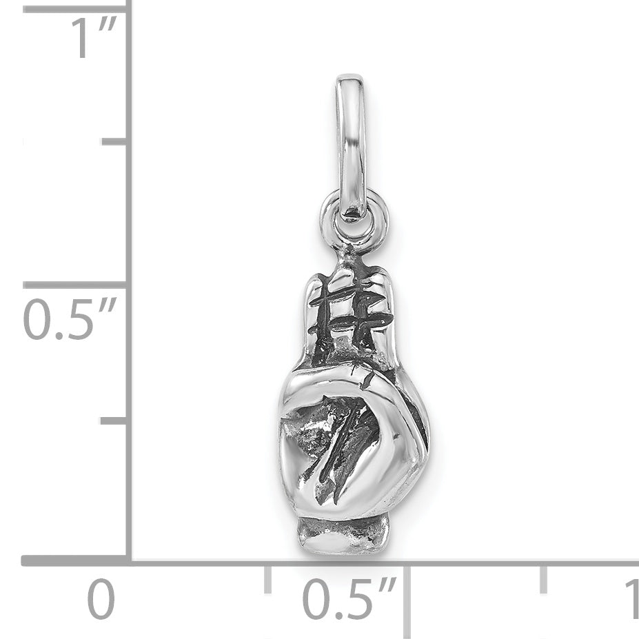 925 Sterling Silver Polished Hand Charm Unisex Vintage Style Pendant