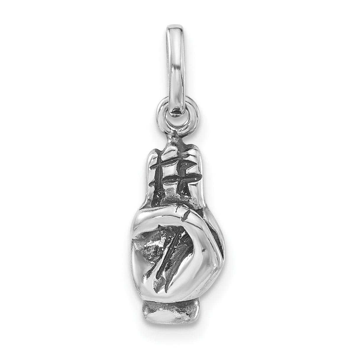 Sterling Silver Polished & Antiqued Sign Language Hand Symbol Charm