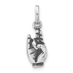 Sterling Silver Polished & Antiqued Sign Language Hand Symbol Charm