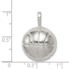 Sterling Silver 925 Polished Basketball Charm - Men's Themed Pendant