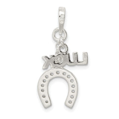 Sterling Silver Polished Luck & Horseshoe Pendant