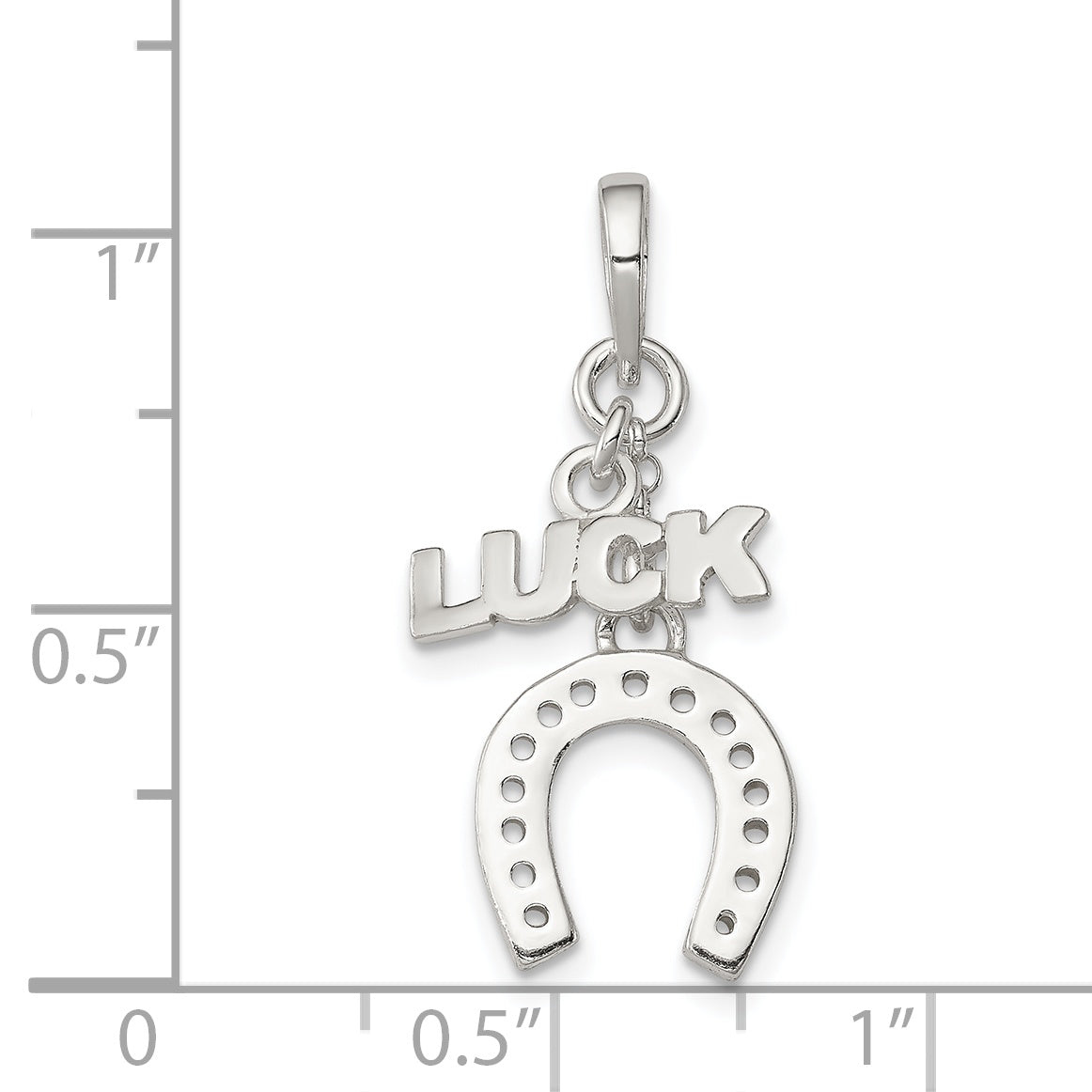 Sterling Silver Polished Luck & Horseshoe Pendant