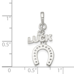 Sterling Silver Polished Luck & Horseshoe Pendant