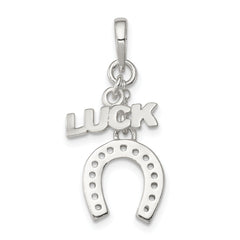 Sterling Silver Polished Luck & Horseshoe Pendant