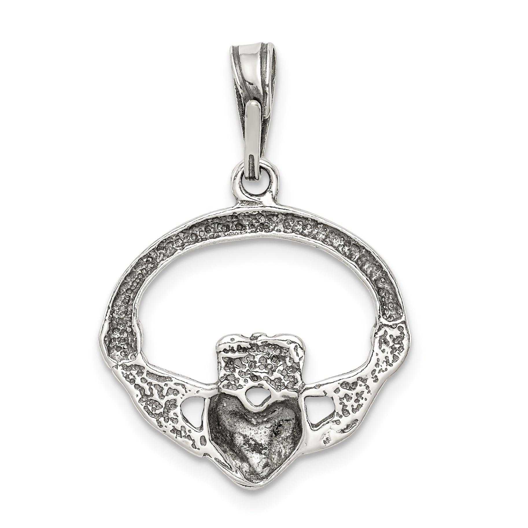 Sophia Jewelers Antiqued Sterling Silver Claddagh Pendant Vintage Charm