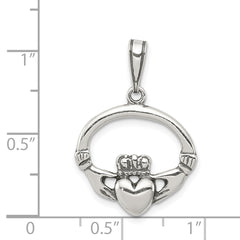 Sophia Jewelers Antiqued Sterling Silver Claddagh Pendant Vintage Charm