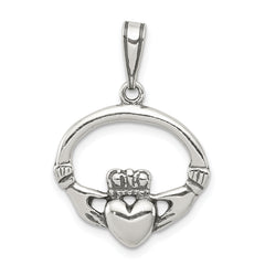 Sterling Silver Antiqued Claddagh Pendant