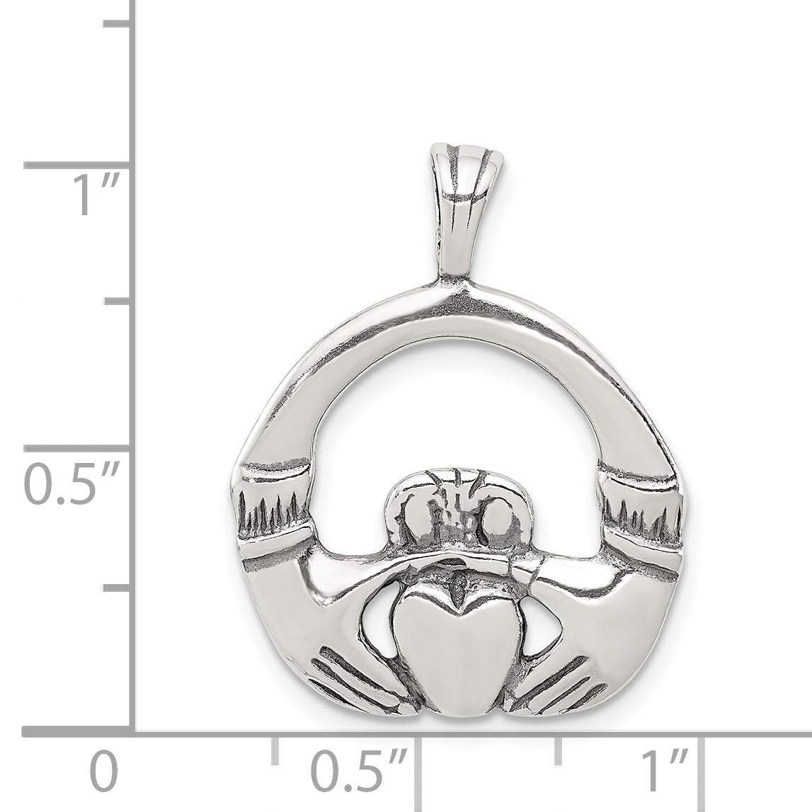 Sophia Jewelers 925 Sterling Silver Men's Antiqued Claddagh Pendant