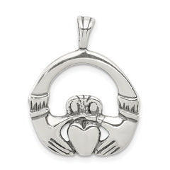 Sterling Silver Antiqued Claddagh Pendant