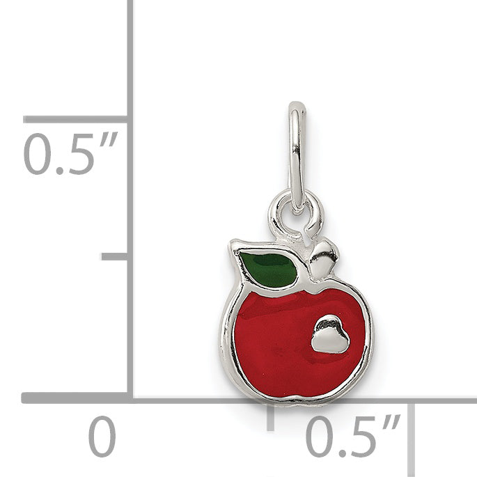 Sophia Jewelers Sterling Silver Enameled Apple Charm Polished Finish