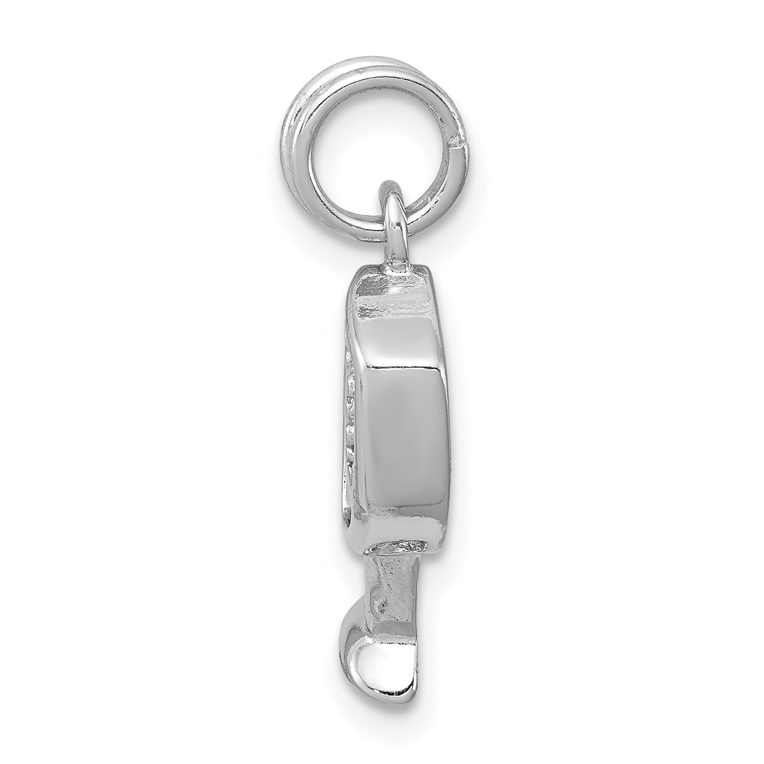 Sterling Silver Rhodium-Plated CZ Champagne Charm with Polished Finish