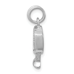 Sterling Silver Rhodium-Plated CZ Champagne Charm with Polished Finish