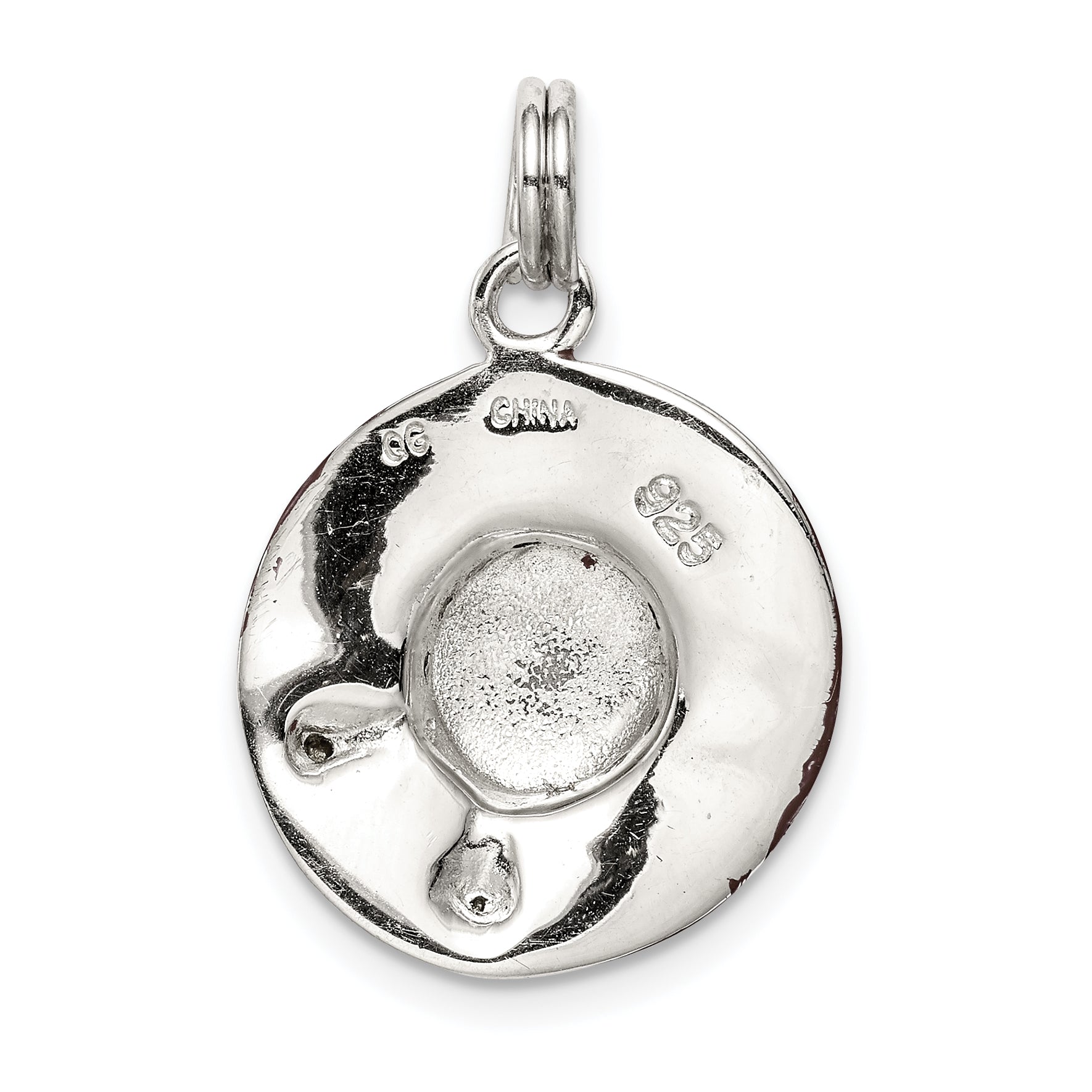 Sterling Silver Rhodium-plated CZ Enamel Hat Charm