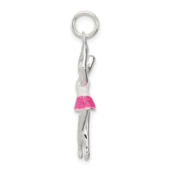 Sophia Jewelers Sterling Silver Ballerina Charm with Glitter Enamel Finish