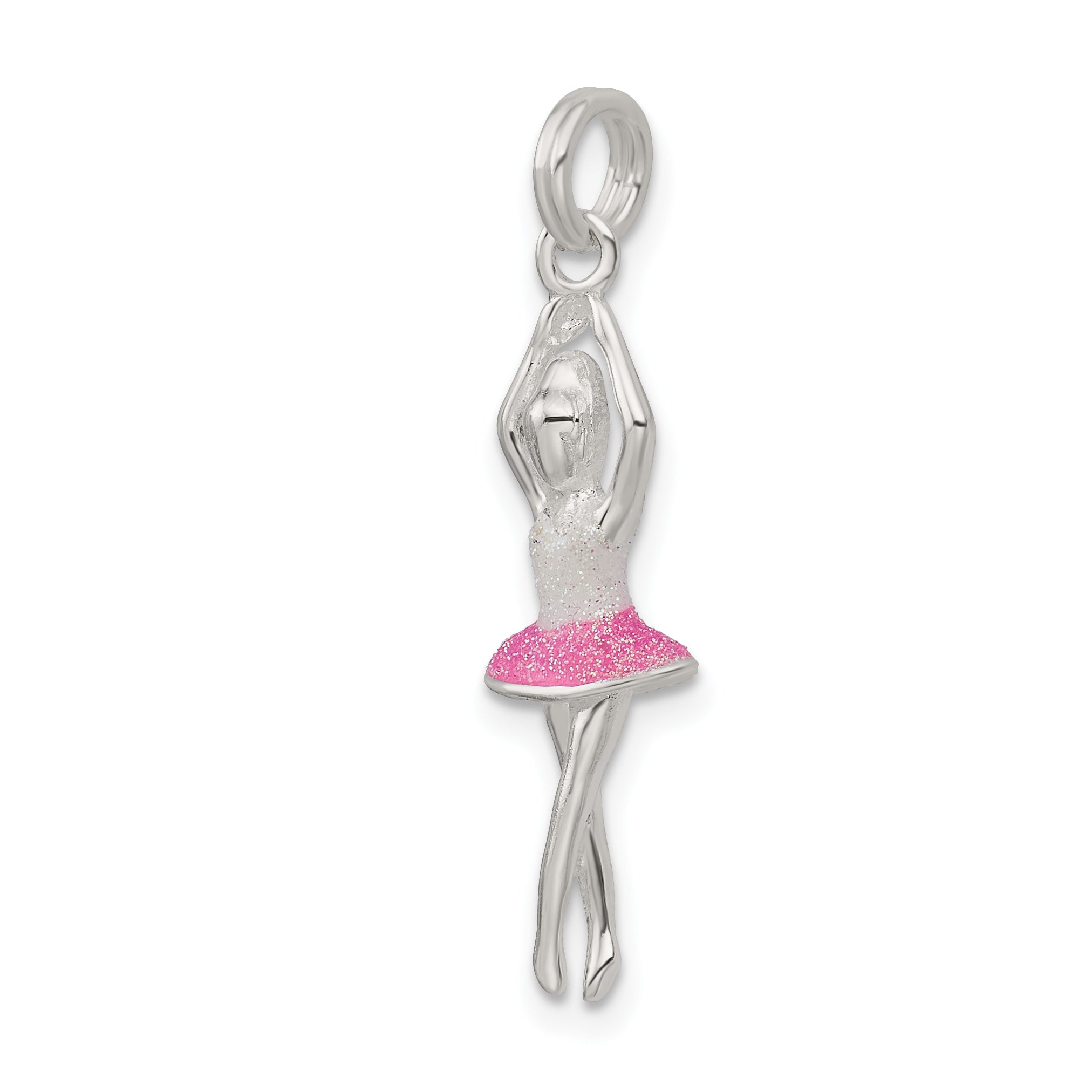 Sophia Jewelers Sterling Silver Ballerina Charm with Glitter Enamel Finish