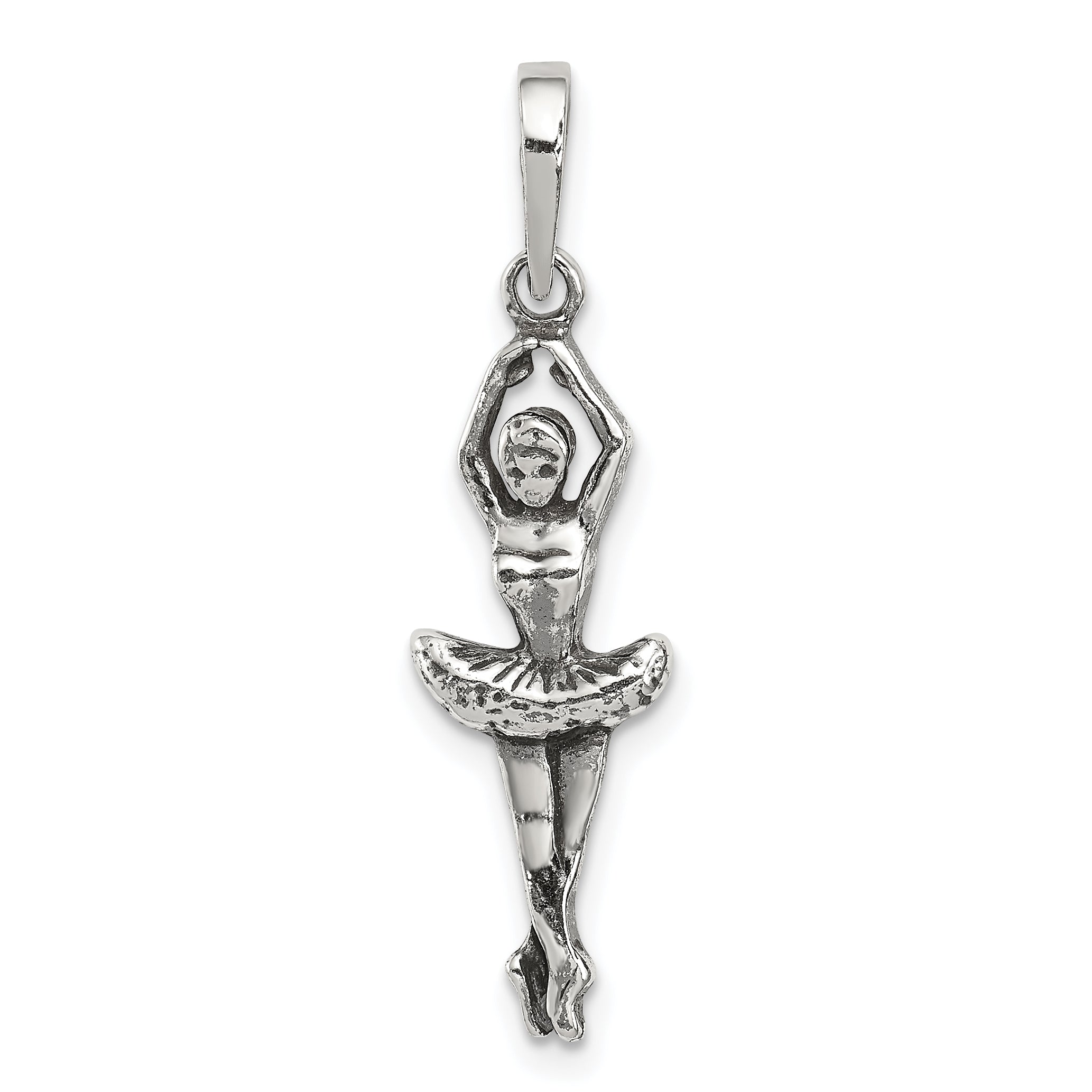 Sterling Silver Antiqued Ballerina Pendant