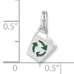 Sterling Silver Enamel Recycle Bin Charm