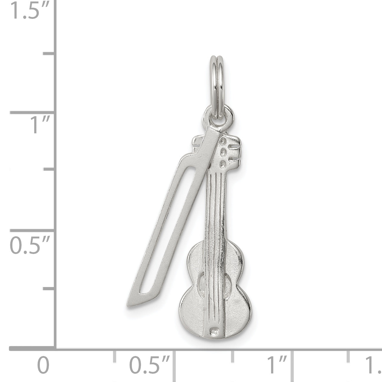 Sterling Silver Polished Violin & Bow Charm