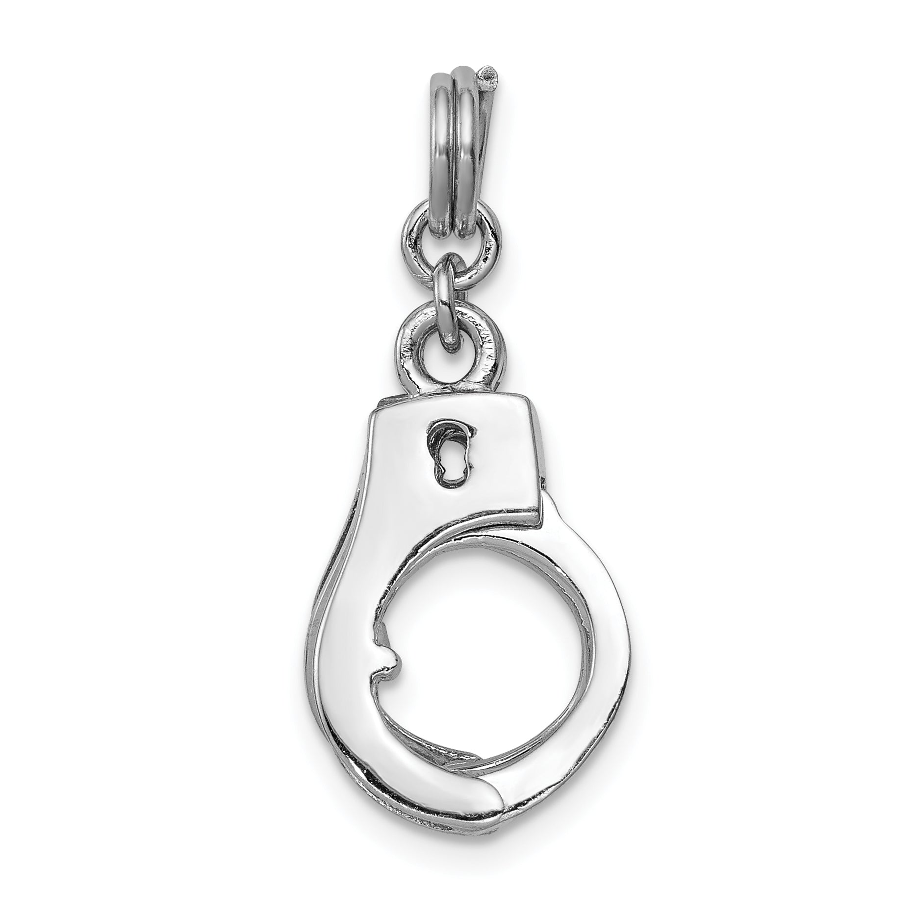 Sterling Silver Rhodium-platedPolished Movable Handcuffs Charm