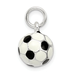 Sterling Silver Black & White Enameled Soccer Ball Charm