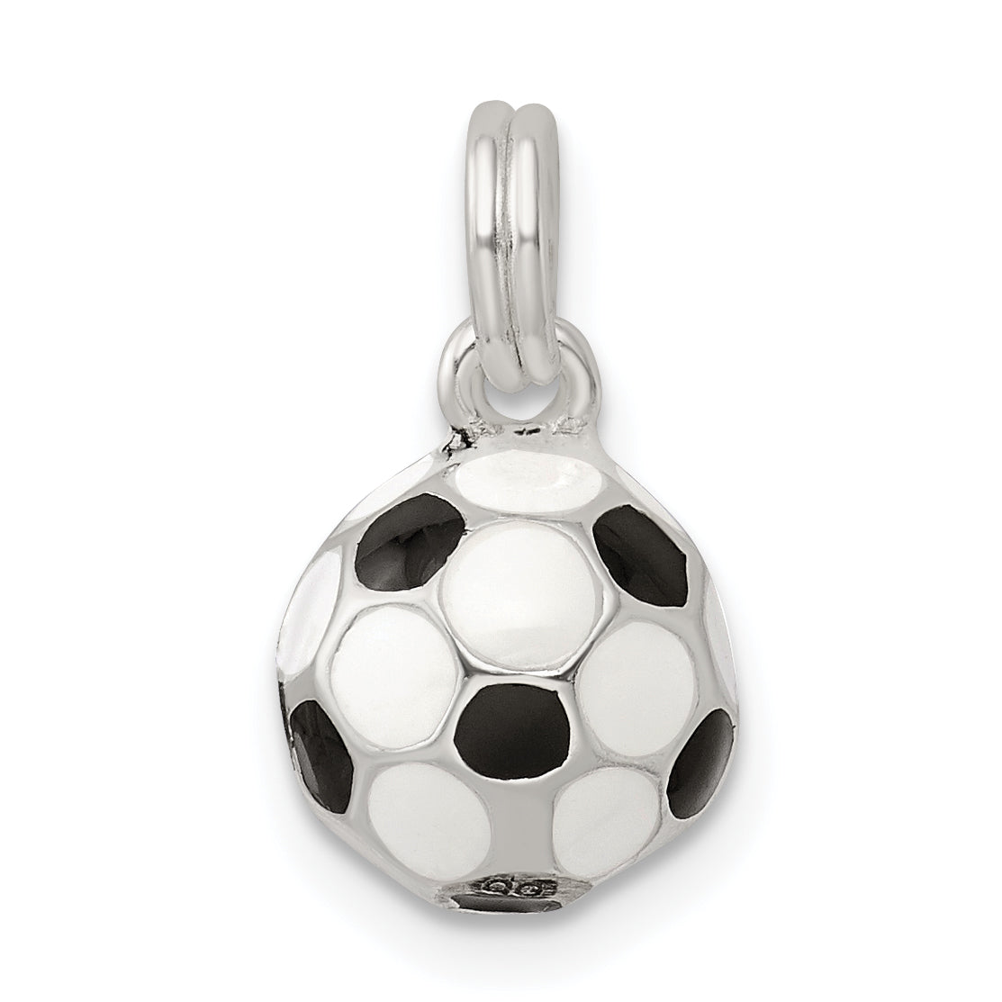 Sterling Silver Black & White Enameled Soccer Ball Charm