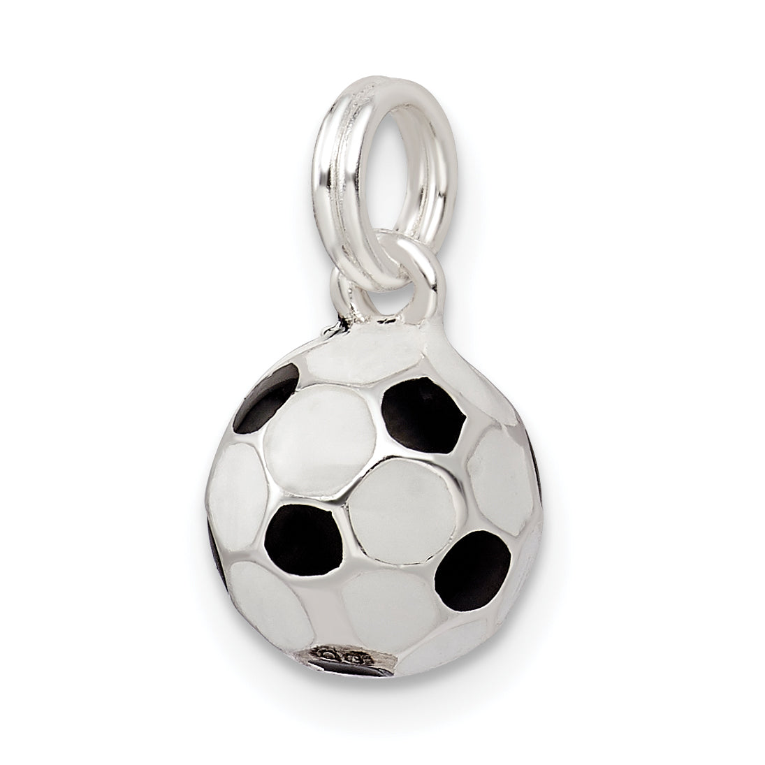 Sterling Silver Black & White Enameled Soccer Ball Charm