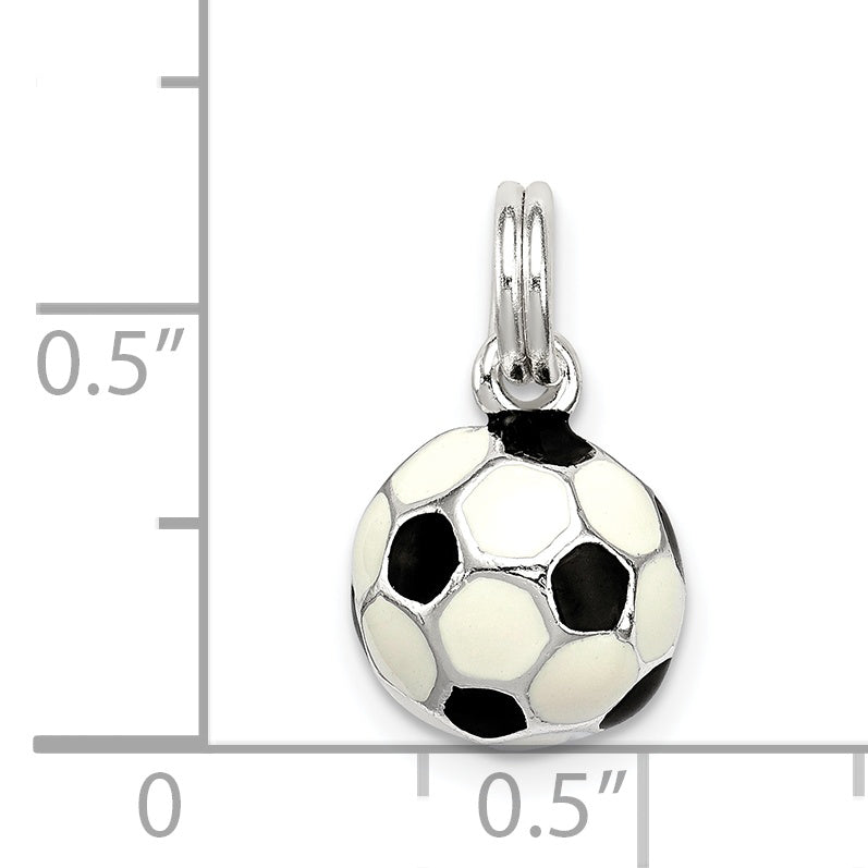 Sterling Silver Black & White Enameled Soccer Ball Charm