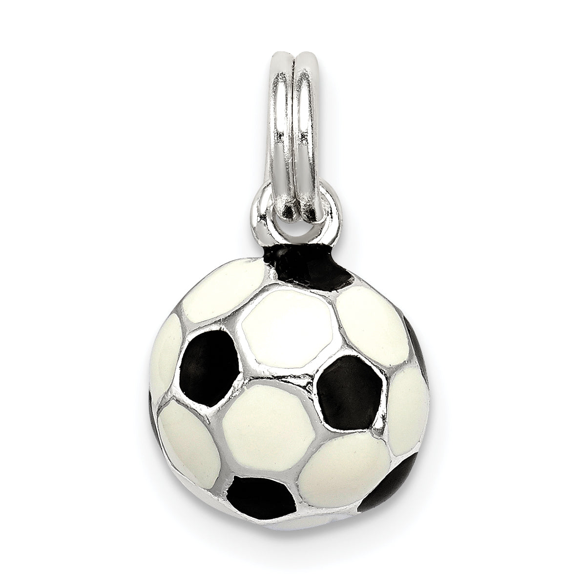 Sterling Silver Black & White Enameled Soccer Ball Charm