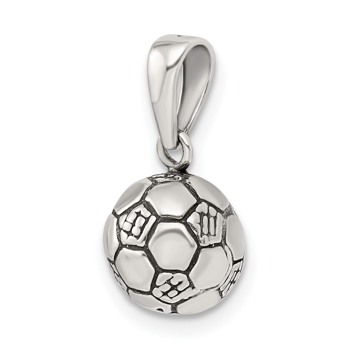 Sophia Jewelers Sterling Silver 925 Soccer Ball Pendant with Antiqued Finish