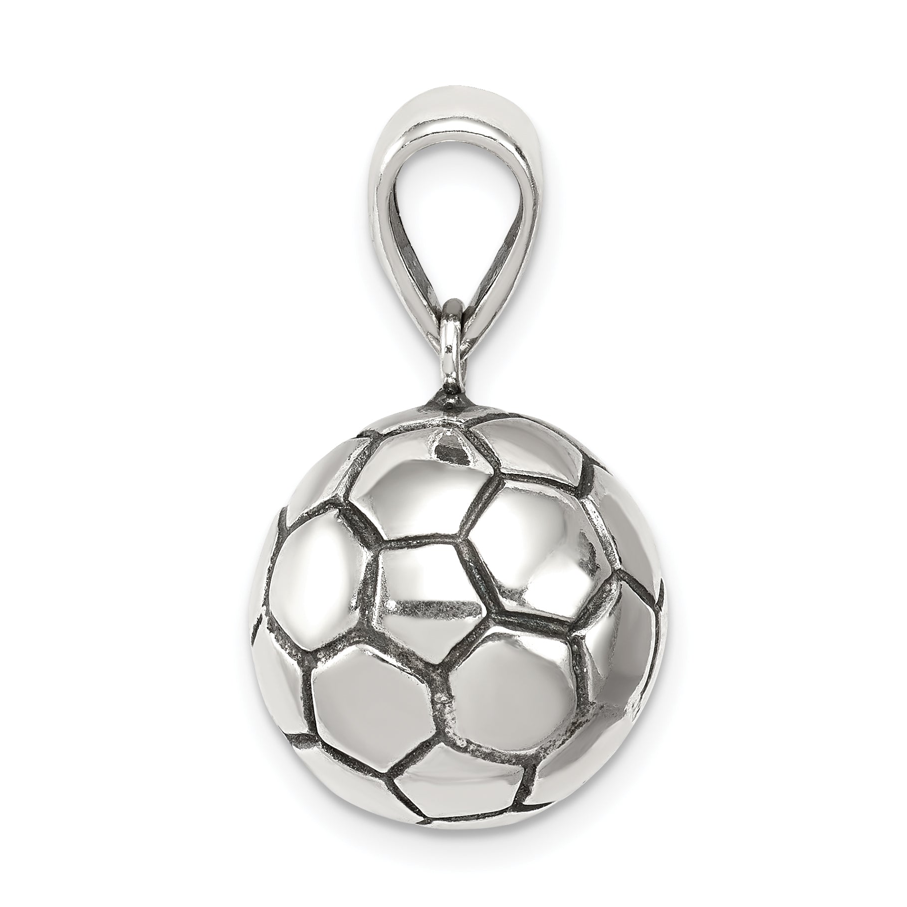 Sterling Silver Antiqued Soccer Ball Pendant