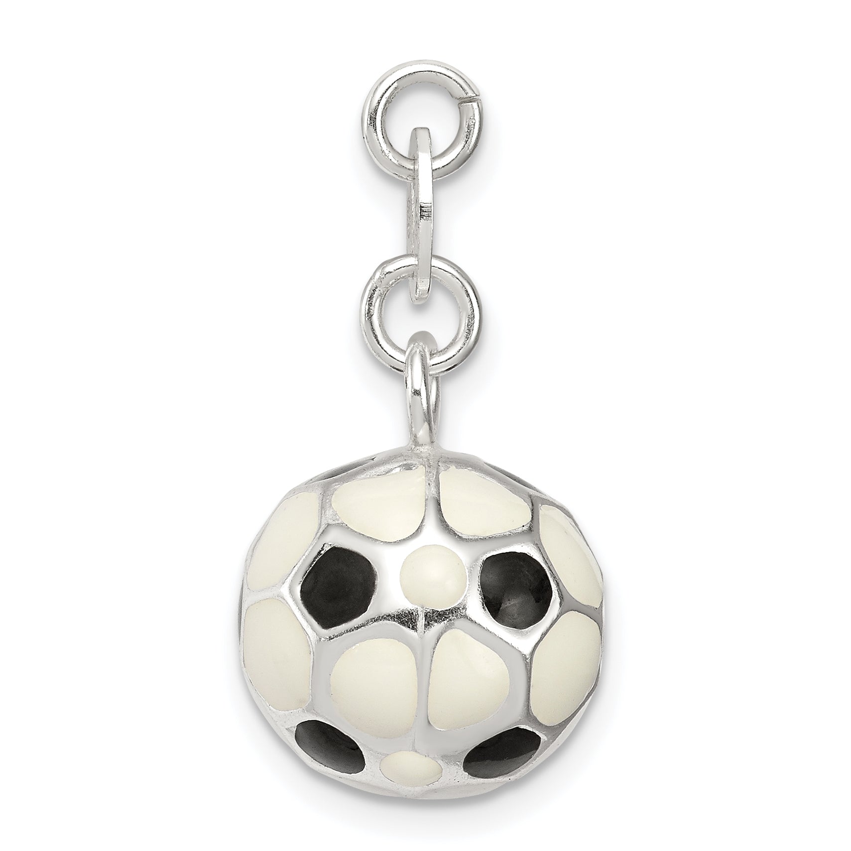 Sterling Silver Enameled Soccer Ball Charm