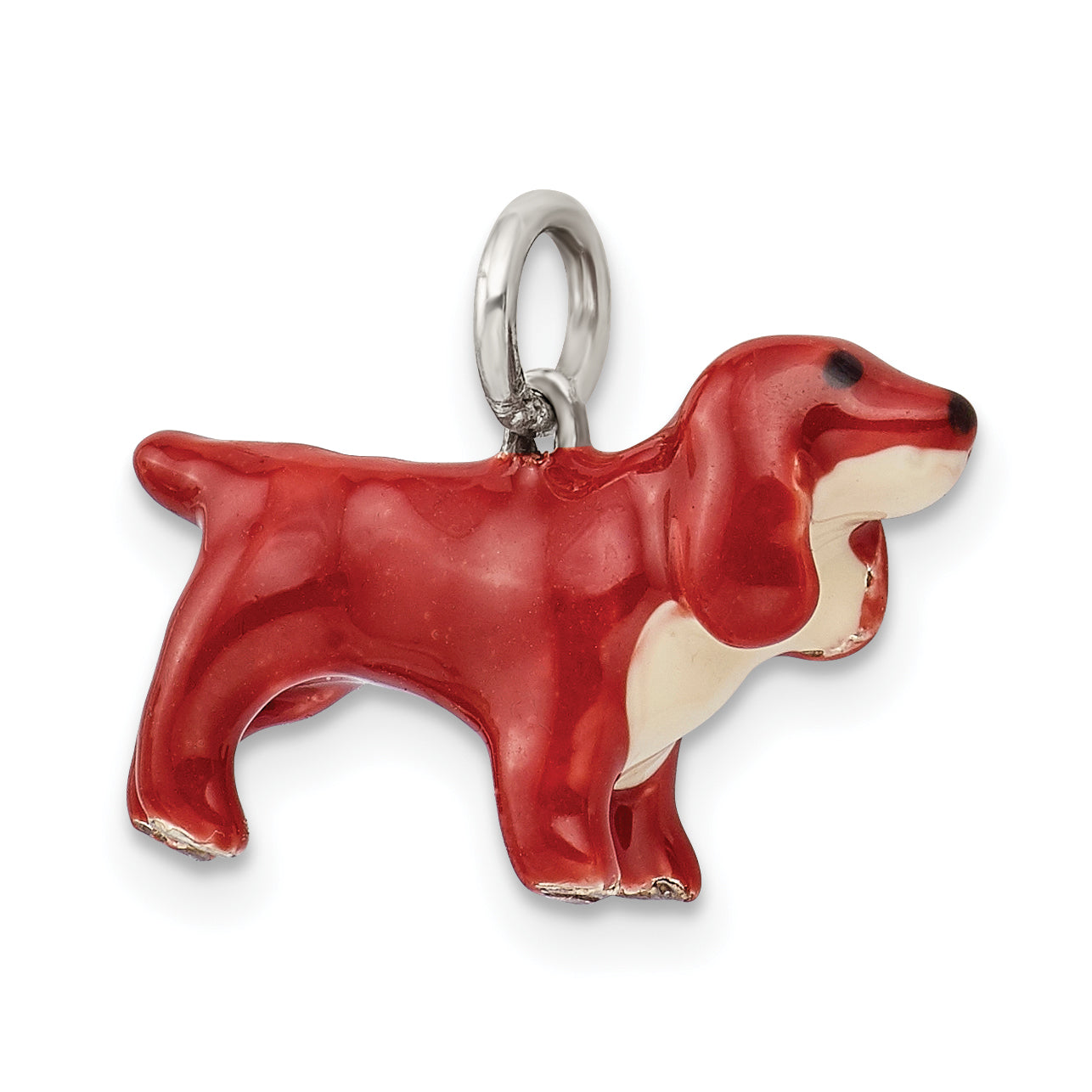 Sterling Silver Enameled Cocker Spaniel Pendant