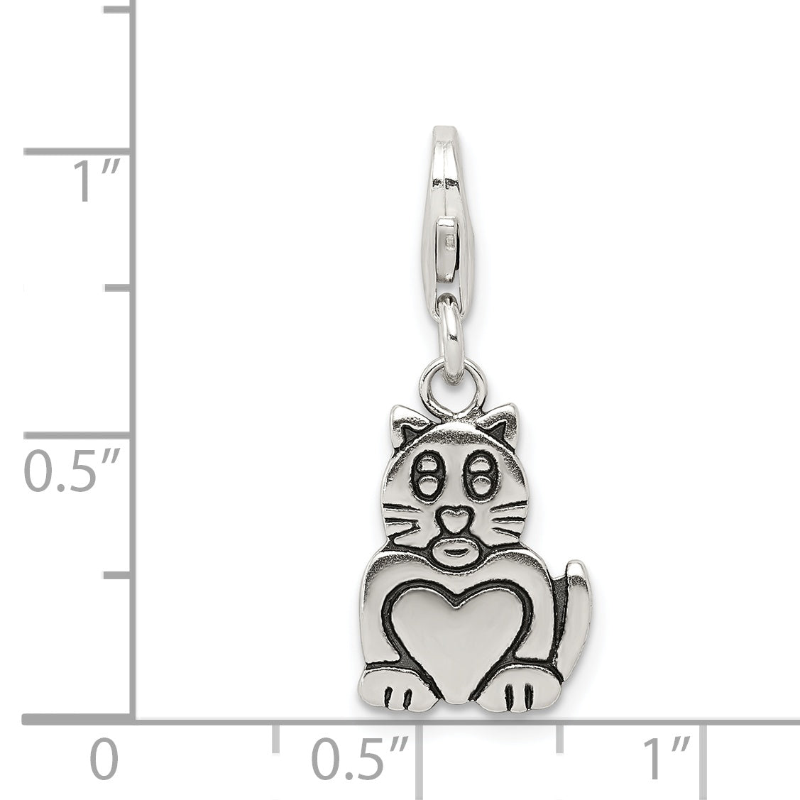 Sterling Silver Antiqued Cat Charm