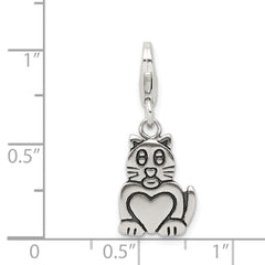 Sterling Silver Antiqued Cat Charm