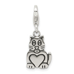 Sterling Silver Antiqued Cat Charm