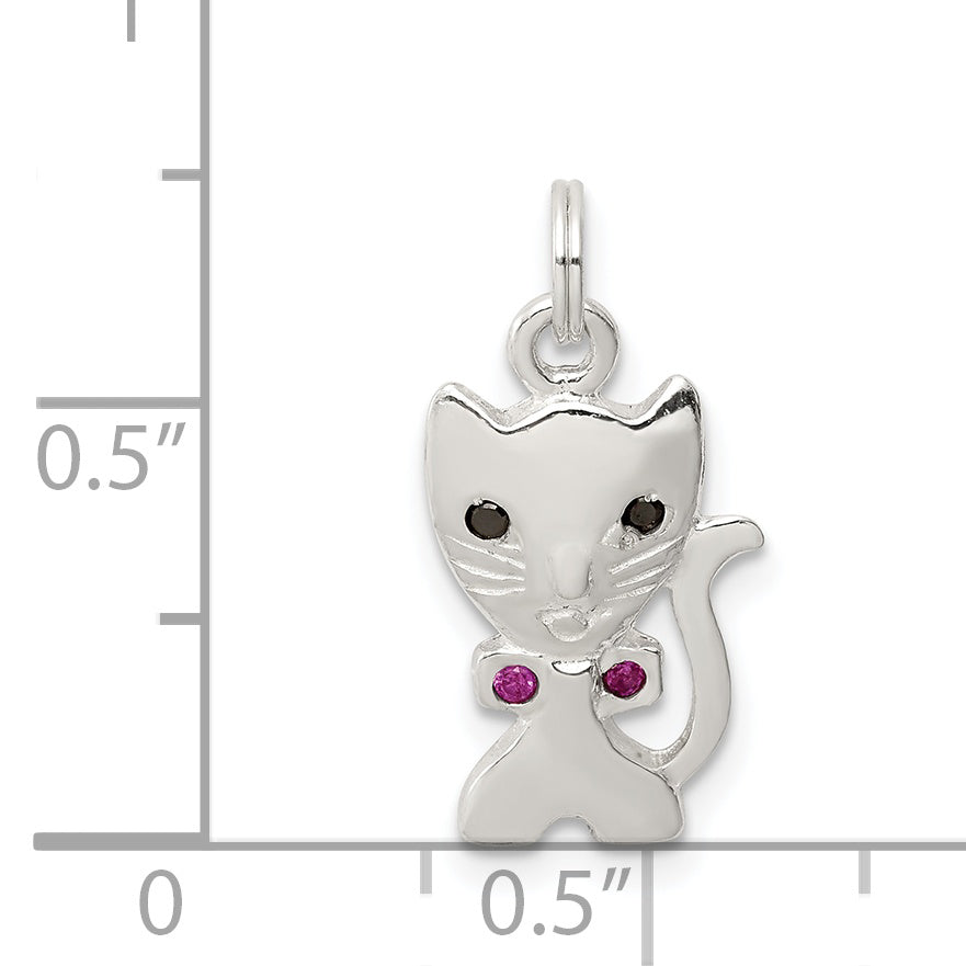 Sterling Silver Enameled Cat Charm