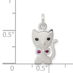 Sterling Silver Enameled Cat Charm