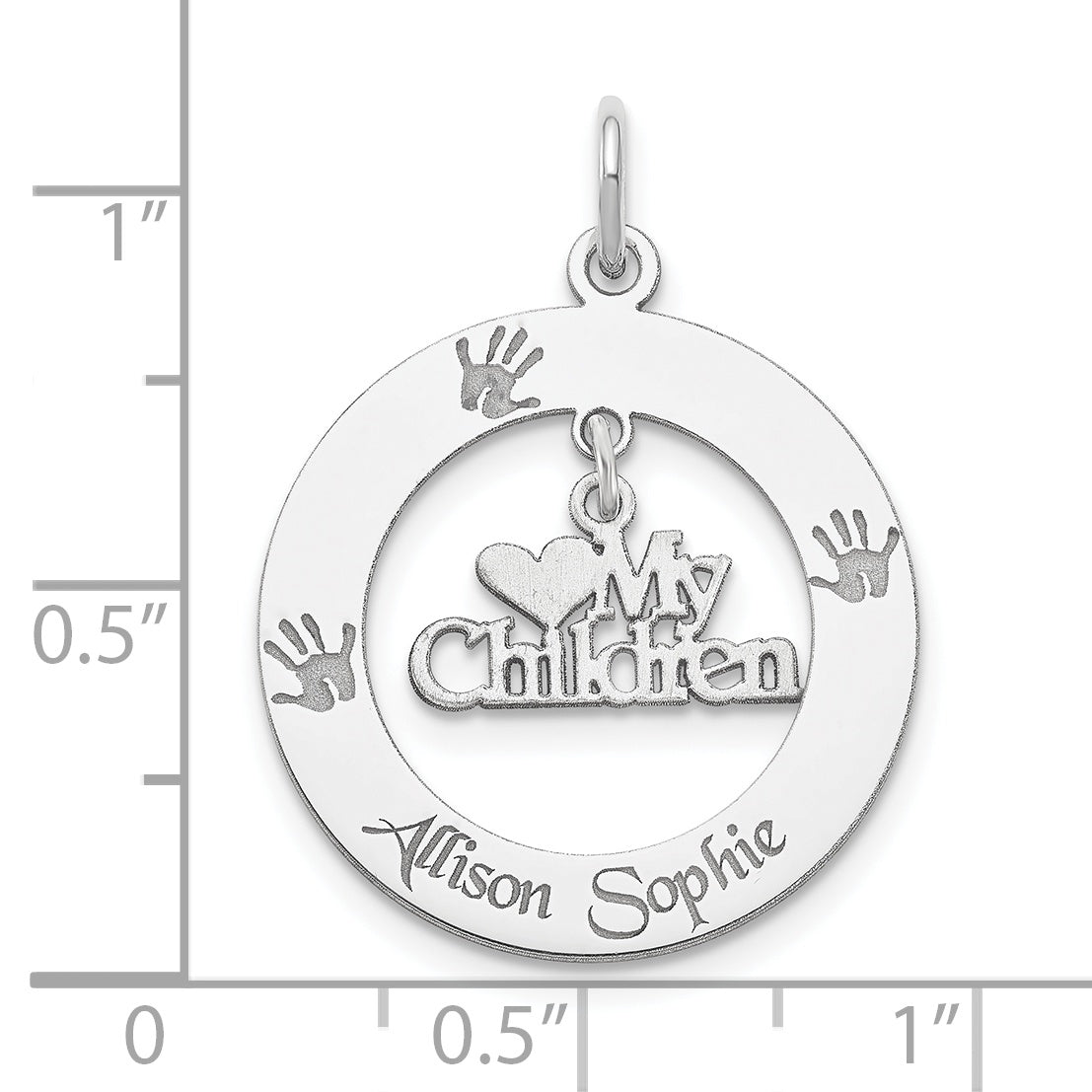 Sterling Silver Rhodium-plated Personalizable My Children Charm