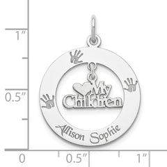 Sterling Silver Rhodium-plated Personalizable My Children Charm