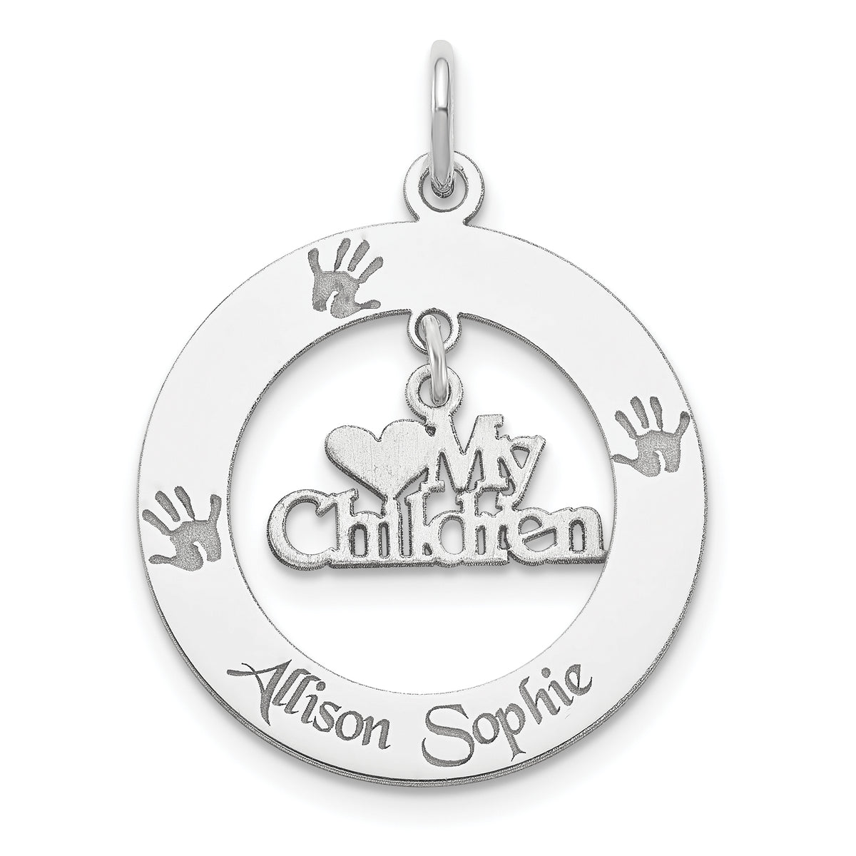 Sterling Silver Rhodium-plated Personalizable My Children Charm