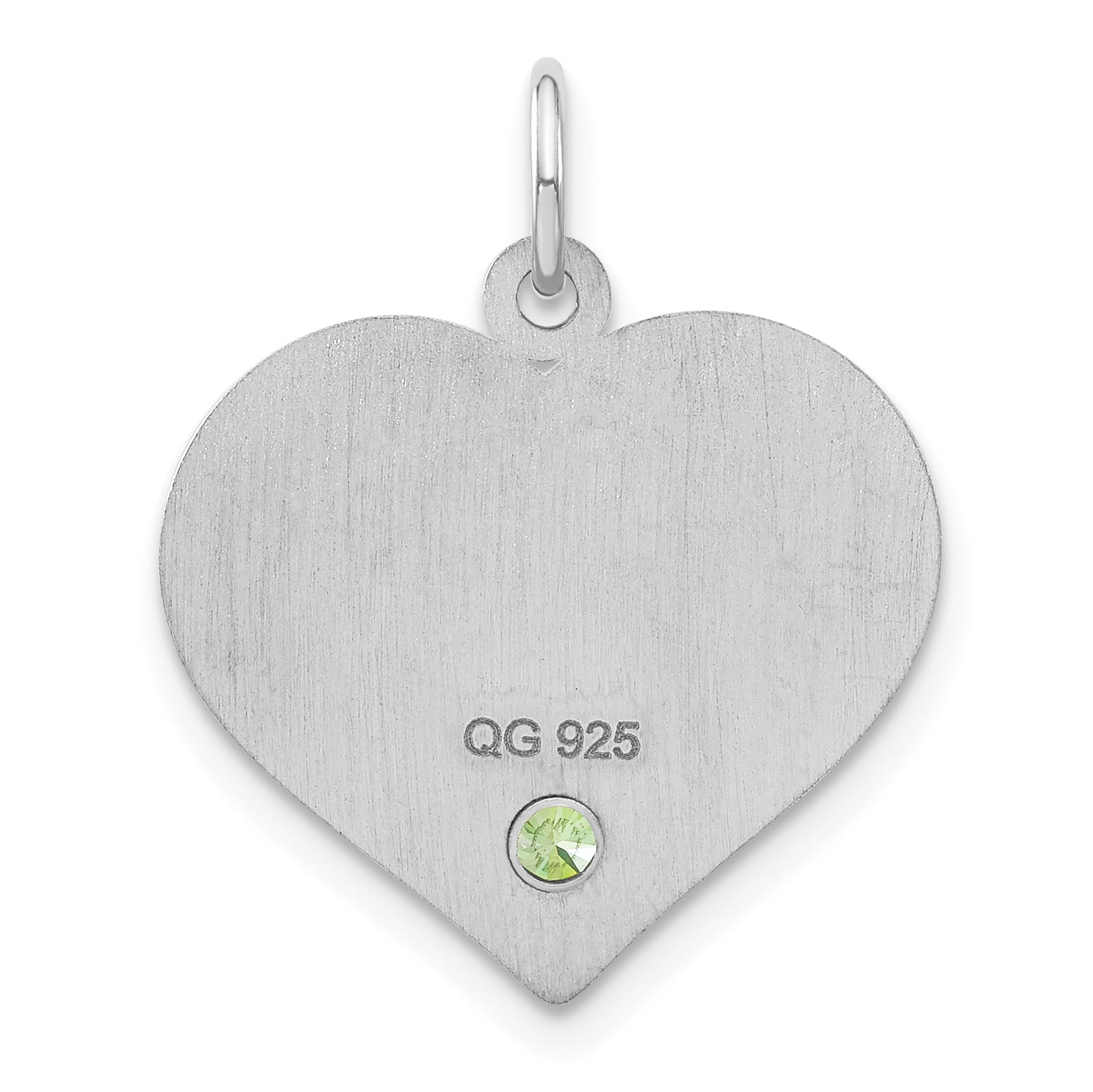 Sterling Silver/Rhodium-plated Personalized Heart with Birthstone Charm