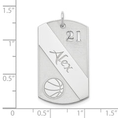 SS/Rhodium-plated Personalized Basketball Dog Tag Charm