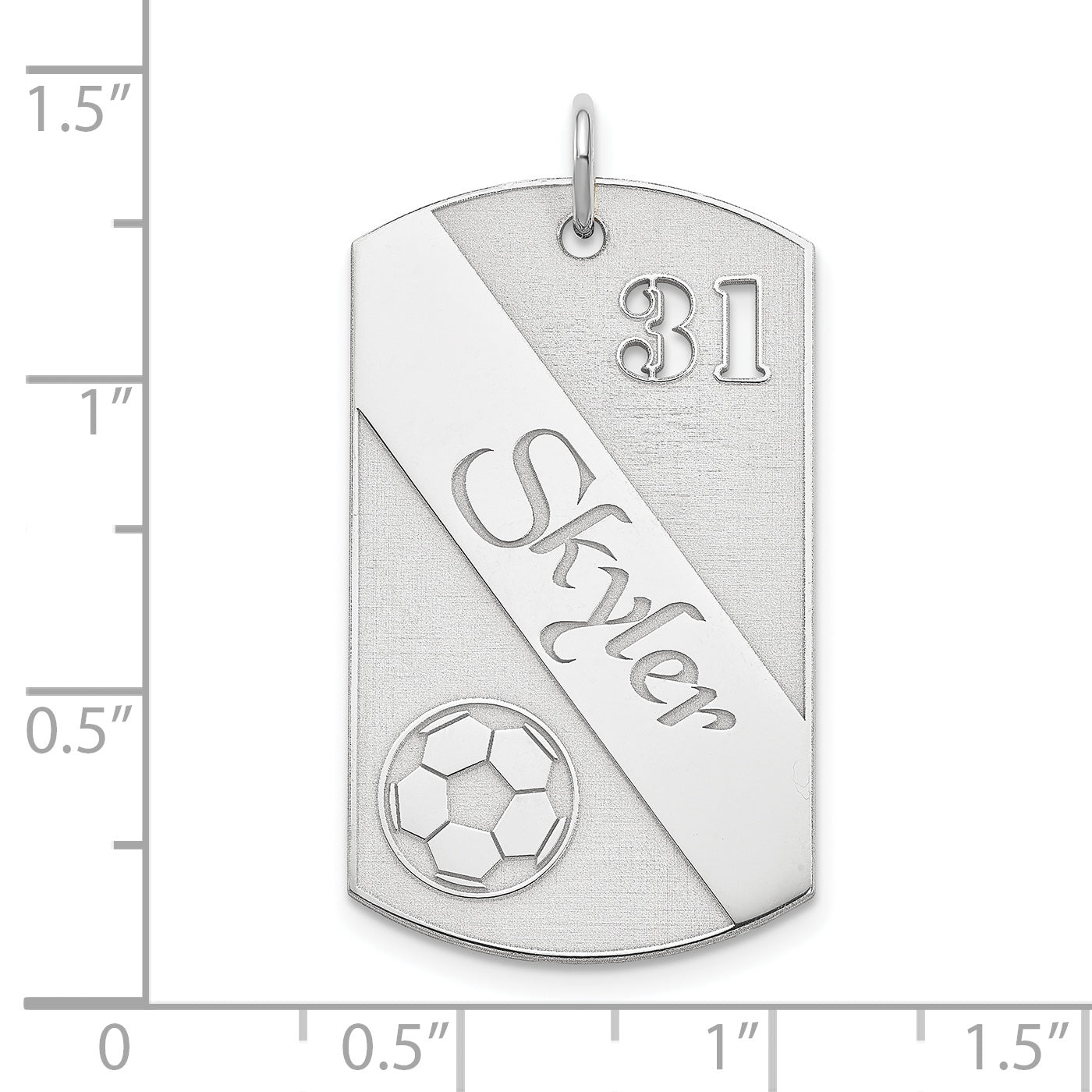 SS/Rhodium-plated Personalized Soccer Ball Dog Tag Charm